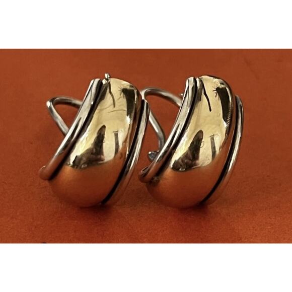James Avery Retired Silver And 14k Gold Christina Post French Clip Earrings